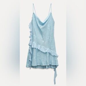Zara Ruffled Sequin Mini Dress
